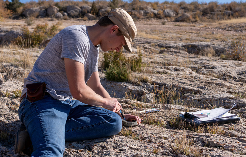 A student in the field