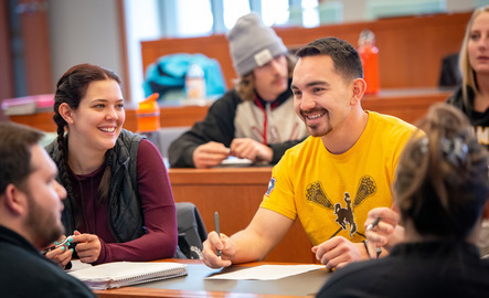Students having a discussion in class