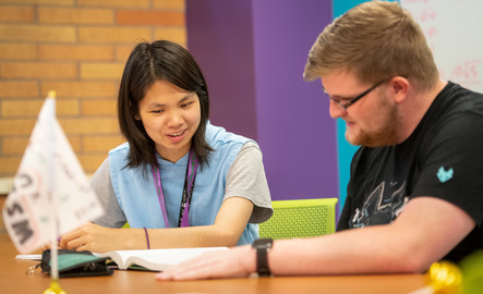 Students working on homework together