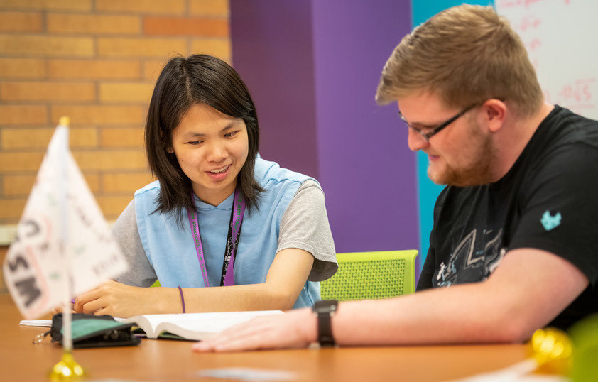 Students working on homework together