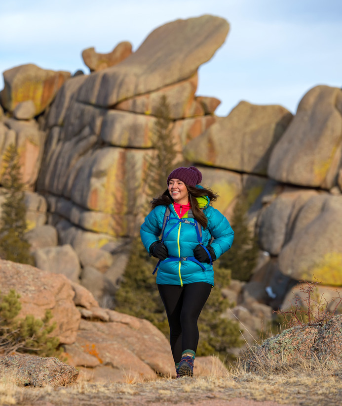 A student hikes