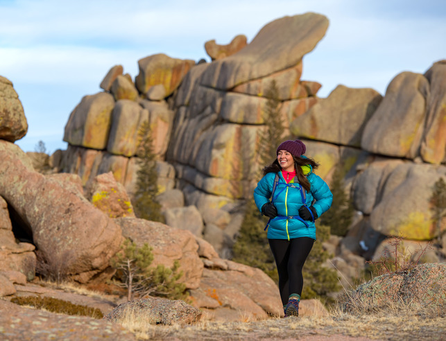 A student hikes