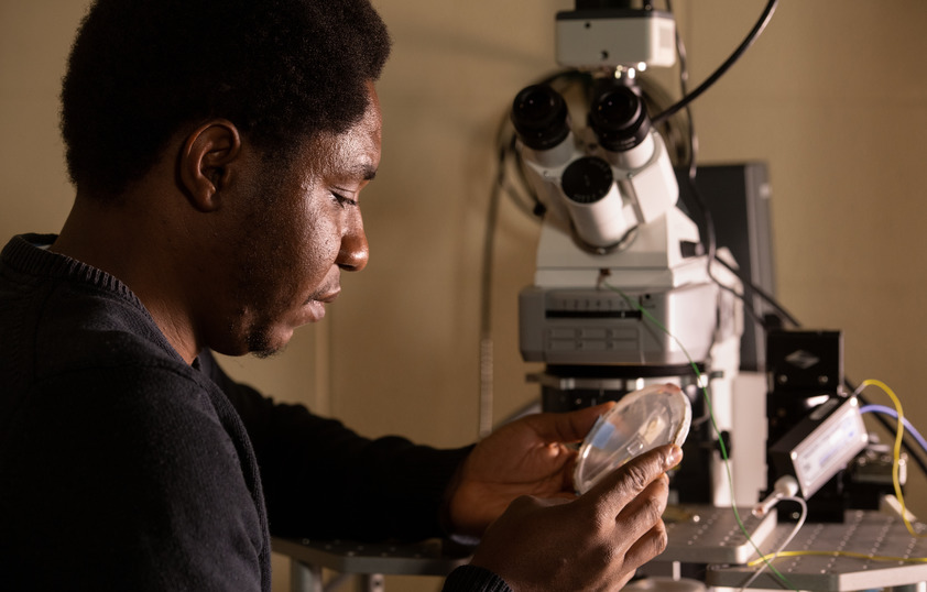 Student in lab