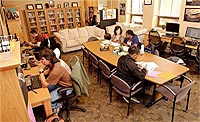 Students working in Multicultural Center