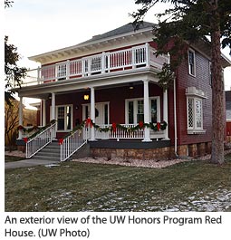 An exterior view of the UW Honors Program Red House. 