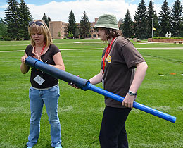 Two students with launcher
