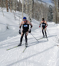 Two skiers
