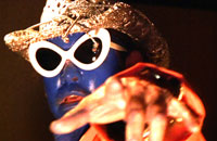 Man in brightly colored mask