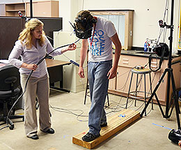 Students working with virtual reality visor