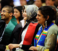 a row of people in multicultural dress