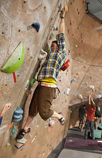 person using the climbing wall