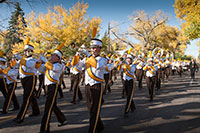 band marching down the street