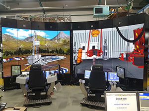 simulation set with control chairs and screens