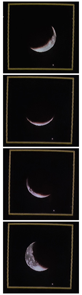 series of four images showing lunar eclipse stages