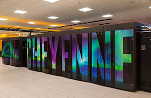 The word Cheyenne in holographic lettering on server cases