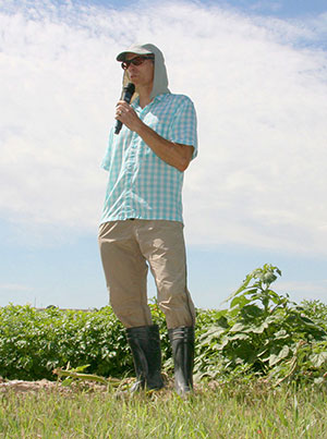 man standing in a field