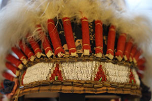 close up of beadwork on headdress
