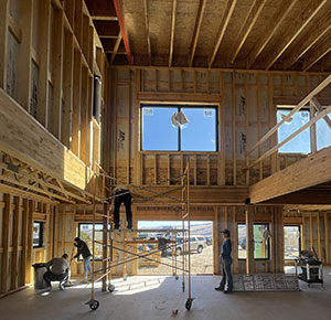 framed interior of house under construction