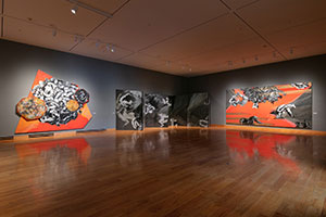 art gallery with large pieces of art