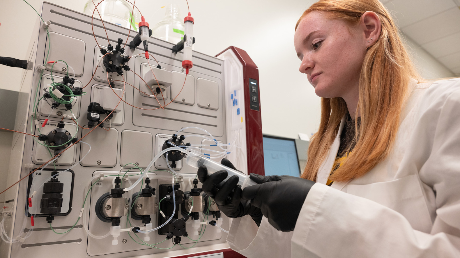 student working in a lab