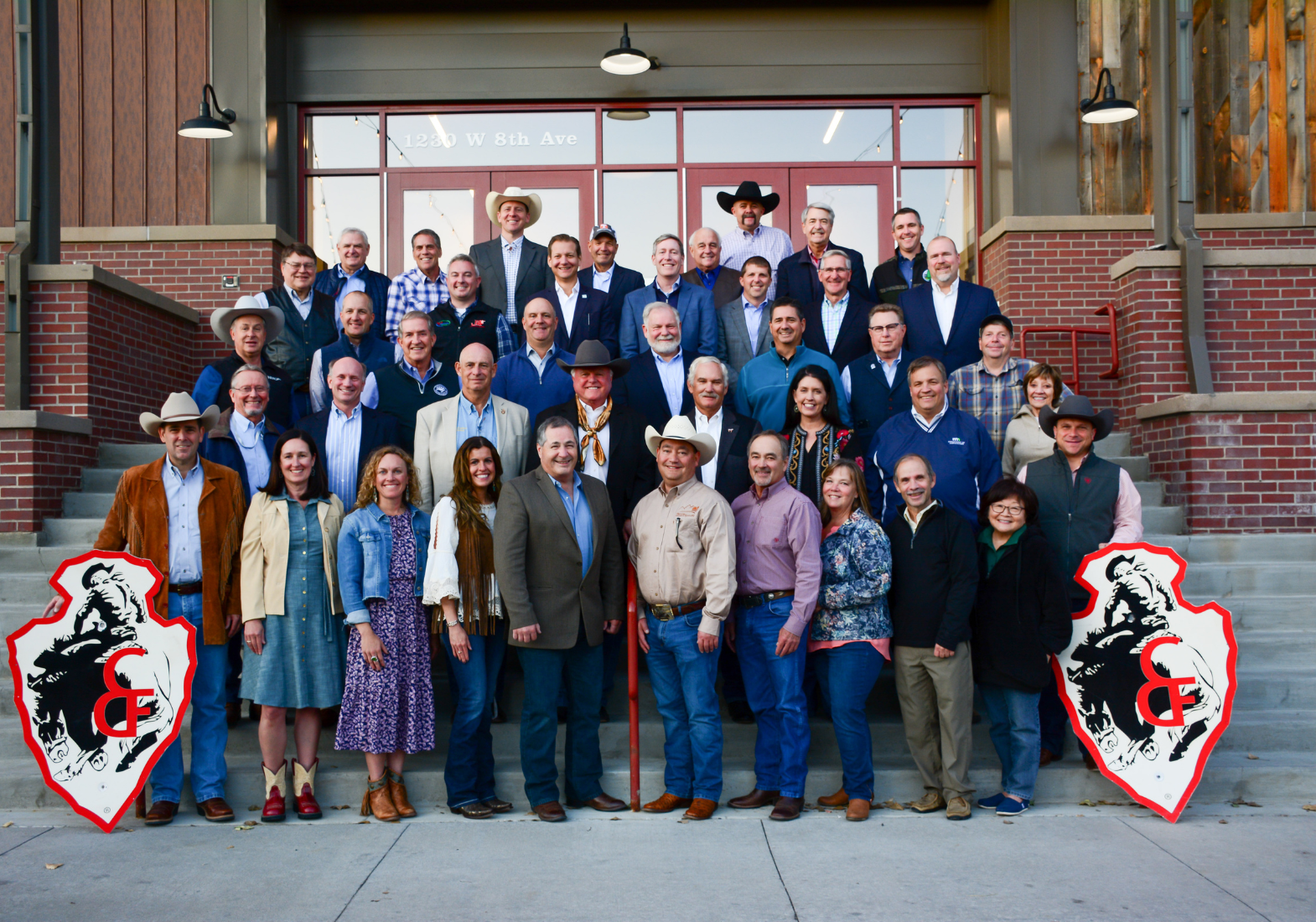 group standing in front of Cheyenne Frontier Days building