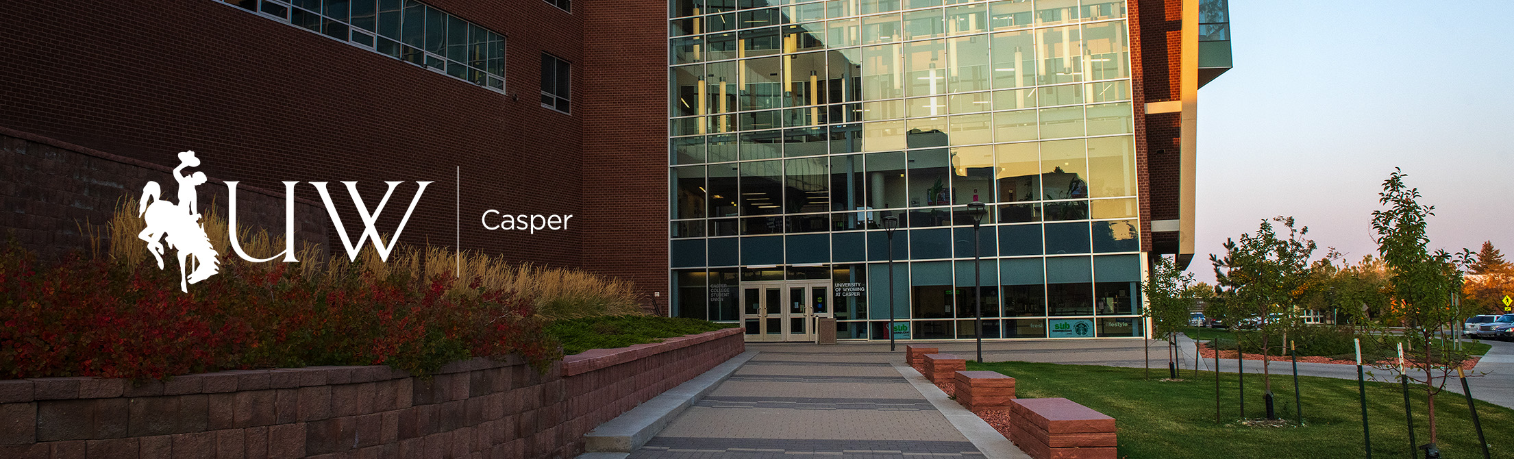 Student Union at UW Casper, with UWYO Casper logo