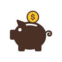 icon of piggy bank with coin