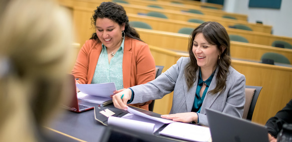 three people at a table