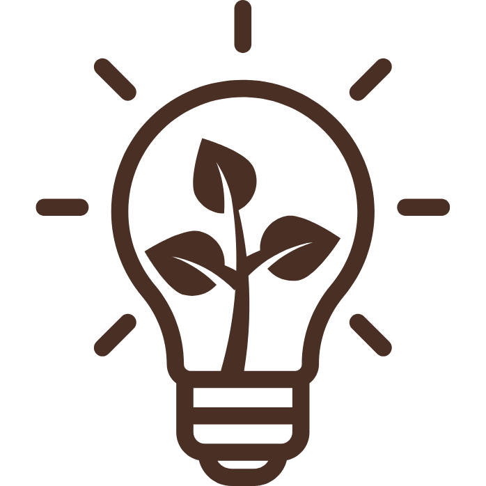 A lightbulb icon with a plant in the middle