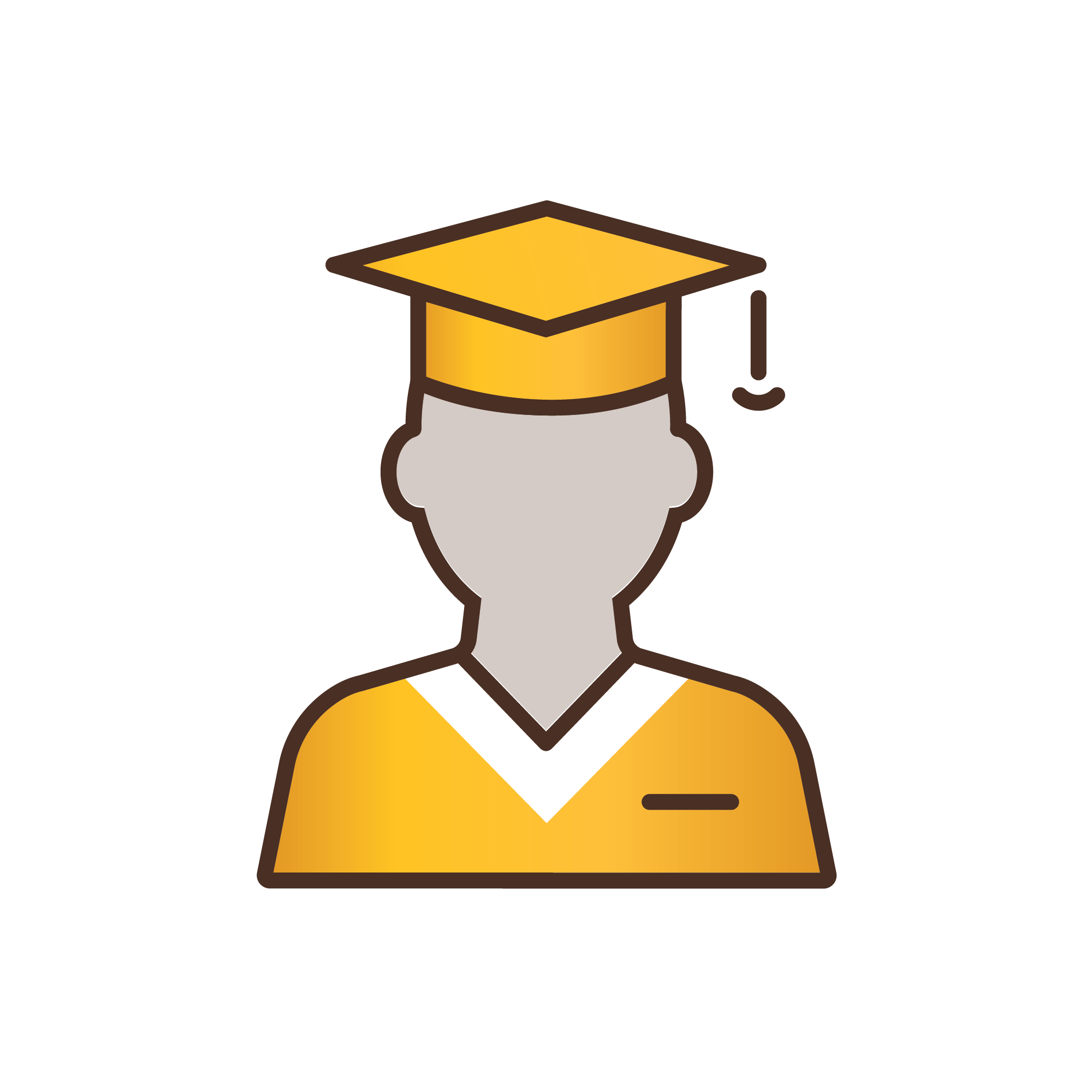 Outline drawing of a person wearing graduation hat