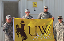 Members of the 133rd Engineer Company of the Wyoming National Guard show their UW Pride.