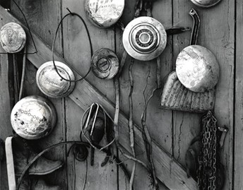 Art photo of all old tool shed wall