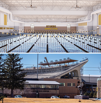 rendering of swimming pool and football stadium under construction