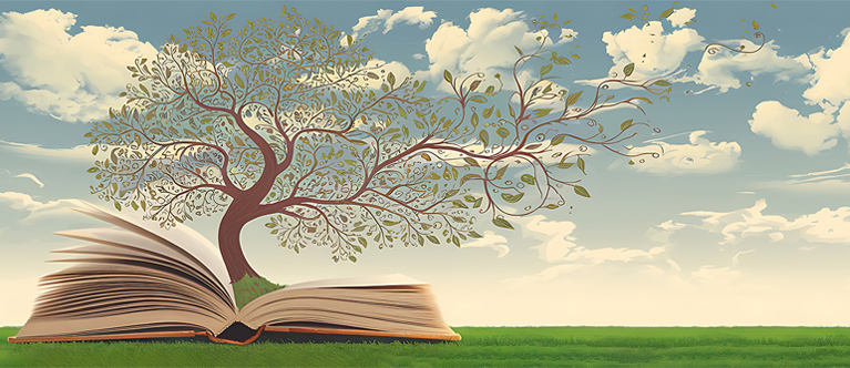 illustration of a tree growing from a book