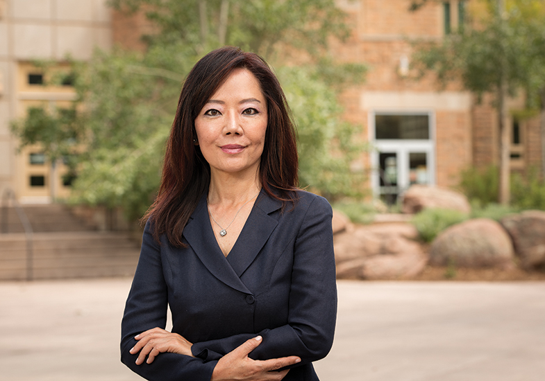 Dean Shim outside College of Education building