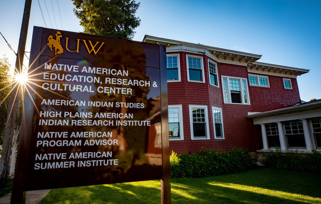 Native American Education, Research and Cultural Center sign outside the building on UW campus