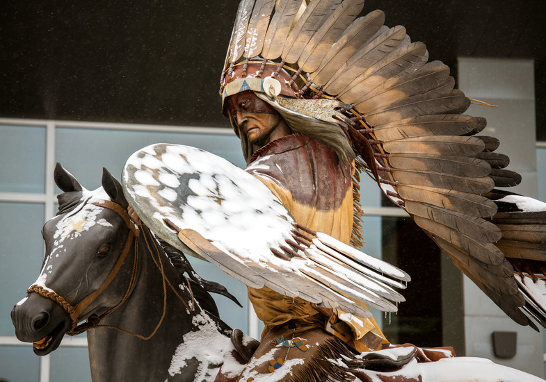 statue Chief Washakie riding a horse