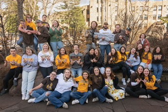 large group of students on campus