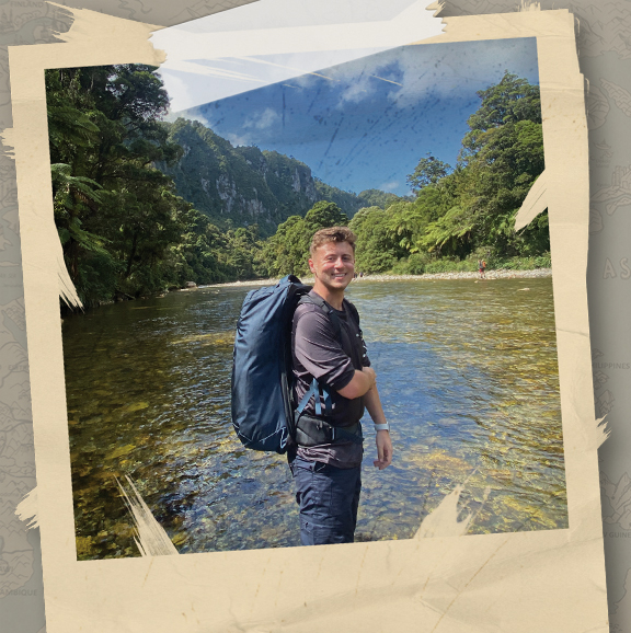 student going to a river