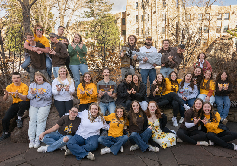 Large group of students on campus
