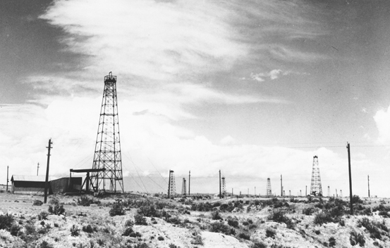 archive image of field with towers