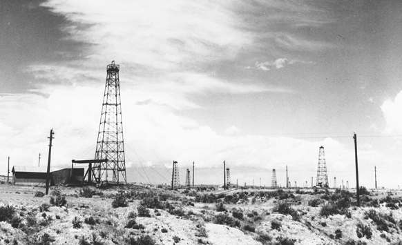archive image field with towers