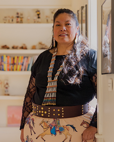 Tarissa Spoonhunter in the Native American Research Center
