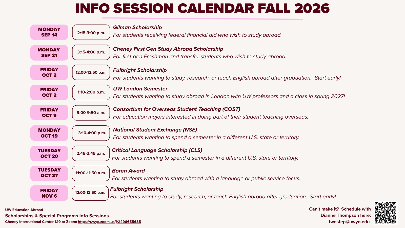 info sessions