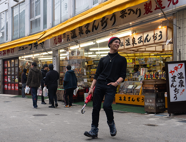 Student at market in Nozawaonsen, Japan