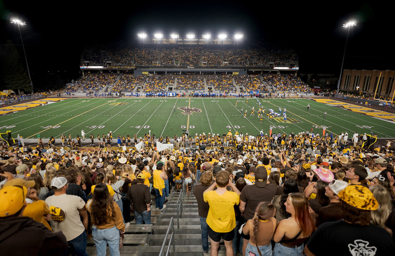 Student section at the War Memorial Stadium for Cowboy Football
