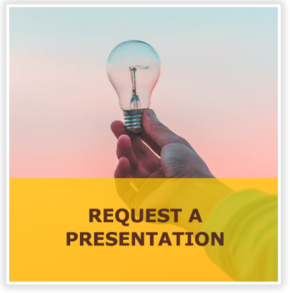 Request a presentation with hand holding lightbulb