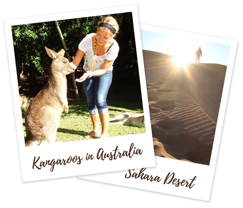 Picture of Student Abroad Feeding a Kangaroo behind, a picture of the Sahara