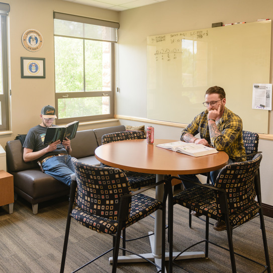 Students studying in the Veterans Services Center