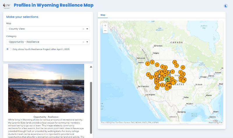 Map of Wyoming resilience programs
